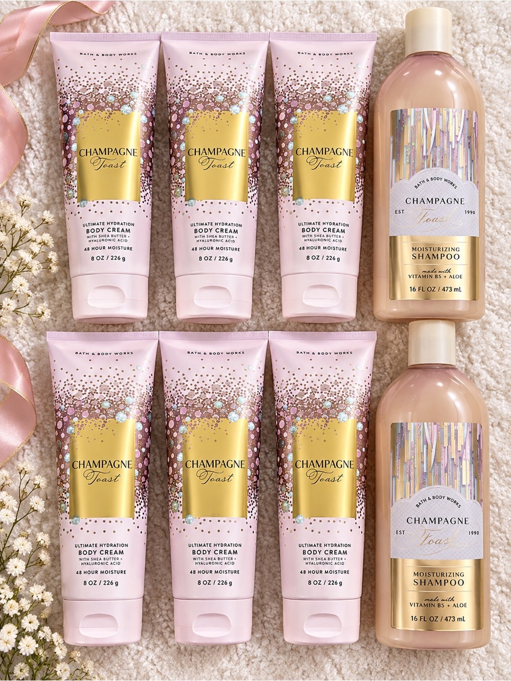 Bath & Body Works Champagne Toast 8-Piece Bundle NEW shampoo and body cream